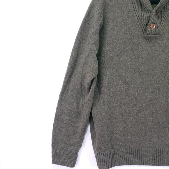 J.Crew Sweater Green XL Merino Wool Blend Speckled Shawl Collar Rugged Men - Picture 8 of 15